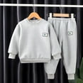 thumbnail image 1 of Eltusu Boys Cotton Outfit Sets, Long Sleeve 2 Pieces Casual Sweatshirts and Sweatpants Set Gray Size 8 T, 1 of 2