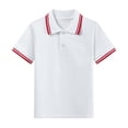 thumbnail image 1 of Eltusu Boys Cotton Polo Shirts, Lapel Collar Comfort Pullover Short Sleeve School Uniform Shirts Red Size 5-6 T, 1 of 2