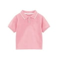thumbnail image 1 of Eltusu Boys Cotton Polo Shirts, Pullover Casual Lapel Collar Short Sleeve School Uniform Shirts Pink Size 8-9 T, 1 of 2