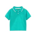 thumbnail image 1 of Eltusu Boys Cotton Polo Shirts, Pullover Lapel Collar Casual Short Sleeve School Uniform Shirts Mint Green Size 8-9 T, 1 of 2