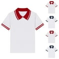thumbnail image 1 of Eltusu Boys Cotton Polo Shirts, Pullover Lapel Collar Summer Short Sleeve School Uniform Shirts Red Size 3-15 T, 1 of 3