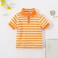 thumbnail image 1 of Eltusu Boys Cotton Polo Shirts, Short Sleeve Pullover Striped Summer Collar Shirts Orange Size 1-2 T, 1 of 8