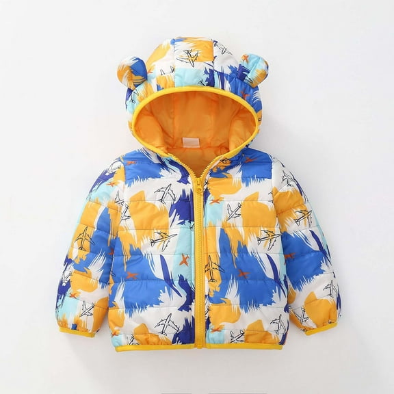 Eltusu Boys Cotton Puffer Jackets , Hoodie Long Sleeve Thermal Windproof Winter Coats with Pockets Multicolor Size 5-6 T