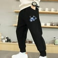 thumbnail image 1 of Eltusu Boys Cotton Sweatpants, Elastic Bottom Elastic Waist Sports Printed Jogger Pants Black Size 7 T, 1 of 2