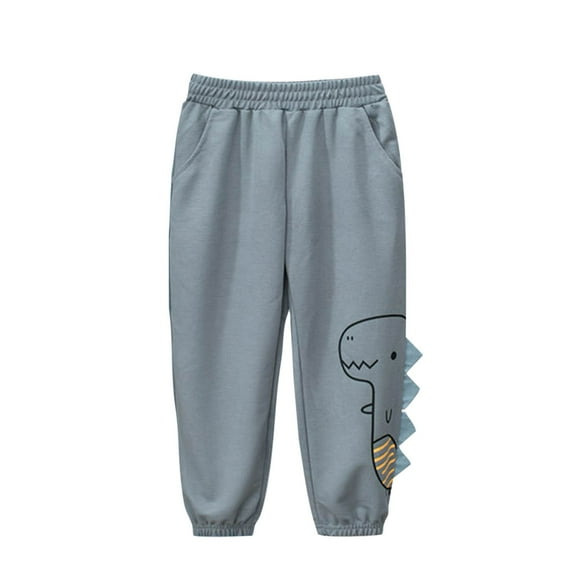 Eltusu Boys Cotton Sweatpants, Printed Casual Elastic Waist Elastic Bottom Jogger Pants Light Blue Size 7 T