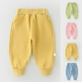 thumbnail image 1 of Eltusu Boys Cotton Sweatpants, Relaxed Fit Solid Color Casual Elastic Waist Kids Joggers Yellow Size 3-4 T, 1 of 6