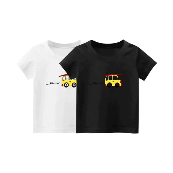 Eltusu Boys Cotton T-Shirts, Two Pieces Comfort Crewneck Pullover Short Sleeve Tops White Size 1-2 T