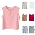 thumbnail image 1 of Eltusu Boys Cotton Tank Tops, Crew Neck Button Soft Sleeveless Summer Tops Pink Size 6 T, 1 of 3
