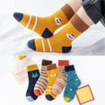 thumbnail image 1 of Eltusu Boys Crew Socks, Mid-Calf 5 Pieces Breathable Printed Cotton Socks Yellow Size 6-8 T, 1 of 2