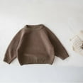 thumbnail image 1 of Eltusu Boys Crewneck Sweaters, Knitting Cotton Thermal Solid Color Pullover Winter Tops Coffee Size 5-6 T, 1 of 3