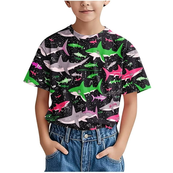 Eltusu Boys Crewneck T-shirts, Pullover Casual Soft Short Sleeve Summer Tops Green Size 12-18 Months