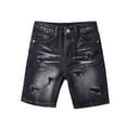 thumbnail image 1 of Eltusu Boys Denim Shorts, Casual Elastic Waist Summer Ripped Jean Shorts Black Size 8-9T, 1 of 2