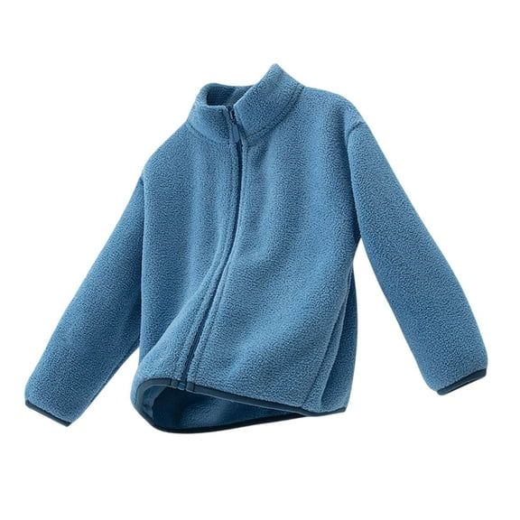 Eltusu Boys Fleece Jackets with Zipper, Long Sleeve Stand-up Collar Thermal Soft Winter Outerwear Sky Blue Size 10-12 T