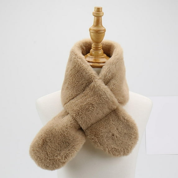 Eltusu Boys Fleece Scarves, Stretch Thermal Soft Solid Color Winter Scarf Khaki Size 1-12 T