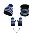 thumbnail image 1 of Eltusu Boys Hats Scarves Gloves Sets, Striped 3 Pieces Winter Beanies Scarves Mittens Sets Free Size Size Acrylic, 1 of 4