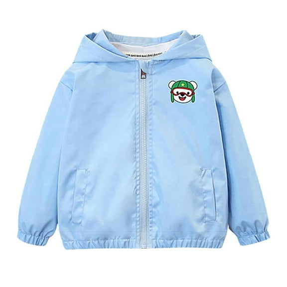 Eltusu Boys Jackets, Waterproof Lightweight Windproof Hooded Outerwear with Pockets Blue Size 6 T