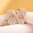 thumbnail image 1 of Eltusu Boys Knit Gloves, Thermal Stretch Soft Breathable Winter Mittens Beige Size Free Size, 1 of 2