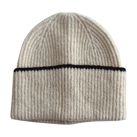 Eltusu Boys Knitting Beanies, Thermal Casual Soft Stretch Winter Hats Beige Size 2-6 T