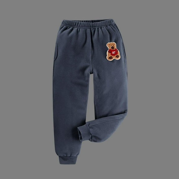 Eltusu Boys Winter Sweatpants , Casual Soft Elastic Bottom Sports Warm Joggers Gray Size 5-6 T