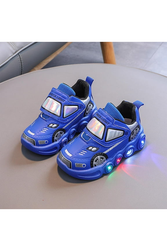 Boys Light up Sneakers, Lightweight Running PU No Slip Athletic Shoes Blue Size 10.5 US