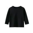 thumbnail image 1 of Eltusu Boys Long Sleeve Tops, Casual Crewneck 2025 Cotton Spring Fall Undershirts Black Size 5-10T, 1 of 2