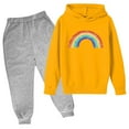 thumbnail image 1 of Eltusu Boys Outfit Sets 2 Pieces, Fashion Long Sleeve Cotton Hoodies and Sweatpants Set Orange Size 13-14 T, 1 of 2