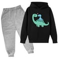 thumbnail image 1 of Eltusu Boys Outfit Sets 2 Pieces, Relaxed Fit Long Sleeve Cotton Hoodies and Sweatpants Set Black Size 10-12 T, 1 of 2