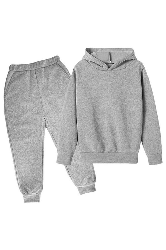 Boys Outfit Sets, Casual 2 Pieces Long Sleeve Hoodies and Sweatpants Set Gray Size 8 T