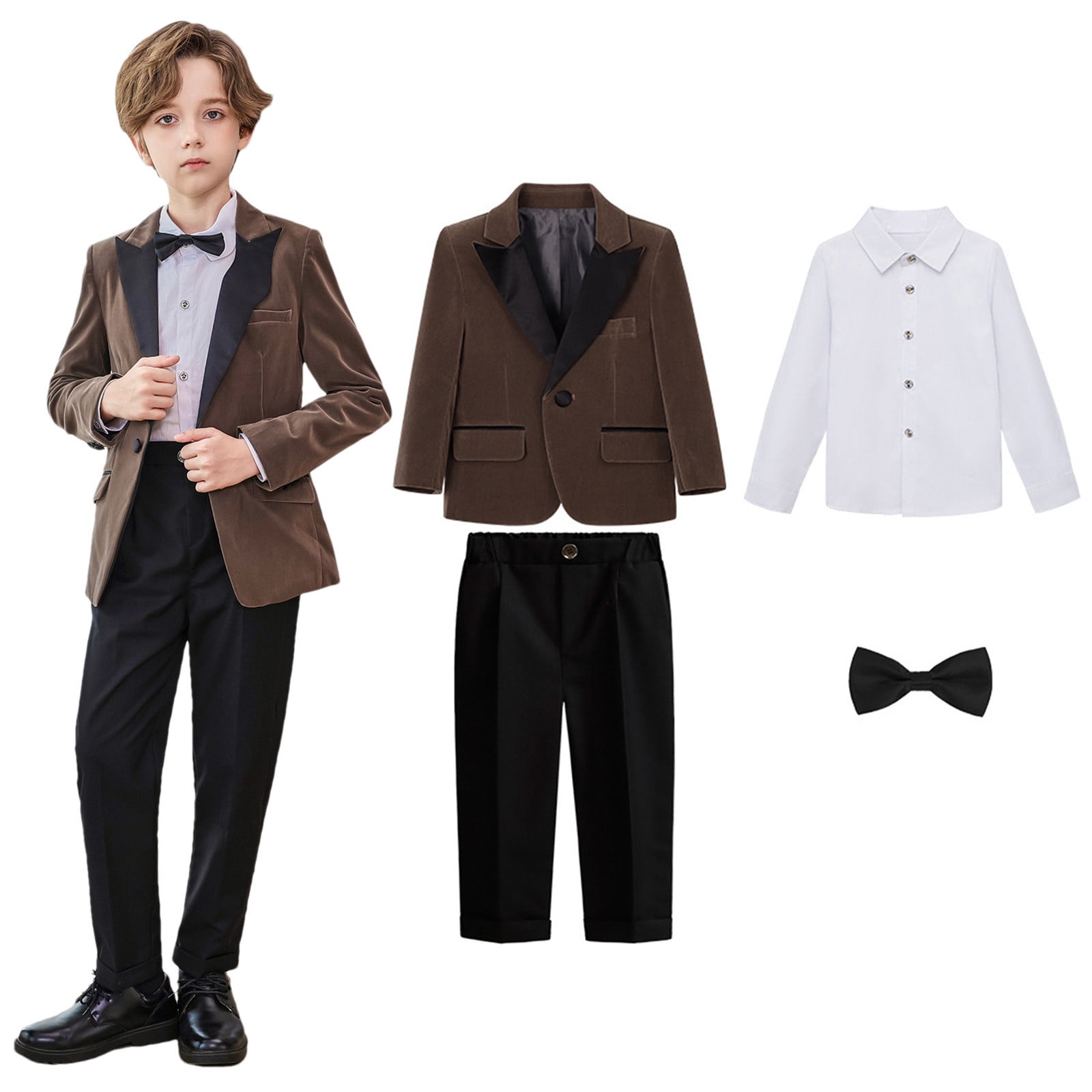 Eltusu Boys Outfit Sets, Formal 4 Pieces Long Sleeve School Uniform Set — free download