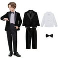 thumbnail image 1 of Eltusu Boys Outfit Sets, Long Sleeve 4 Pieces Formal School Uniform Set Black Size 7-8 T, 1 of 6