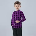 thumbnail image 1 of Eltusu Boys Plaid Shirts, Casual Lightweight Breathable Lapel Collar Button-Down Shirts Purple Size 7-8 T, 1 of 3
