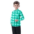 thumbnail image 1 of Eltusu Boys Plaid Shirts, Lapel Collar Lightweight Long Sleeve Casual Button-Down Shirts Mint Green Size 7-8 T, 1 of 4