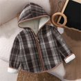 thumbnail image 1 of Eltusu Boys Plaid Shirts, Thermal Soft Hooded Long Sleeve Winter Jackets Brown Size 6-7 T, 1 of 2
