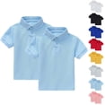 thumbnail image 1 of Eltusu Boys Polo Shirts, Pullover Solid Color Button Down Short Sleeve Collar Shirts Light Blue Size 1-13 T, 1 of 8