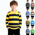 thumbnail image 1 of Eltusu Boys Polo Shirts, Striped Short Sleeve Cotton Collared School Uniform Shirts Yellow Size 3-15T, 1 of 4