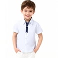 thumbnail image 1 of Eltusu Boys Polo Shirts, Summer Lapel Collar Cotton Short Sleeve School Uniform Shirts White Size 7-8 T, 1 of 5