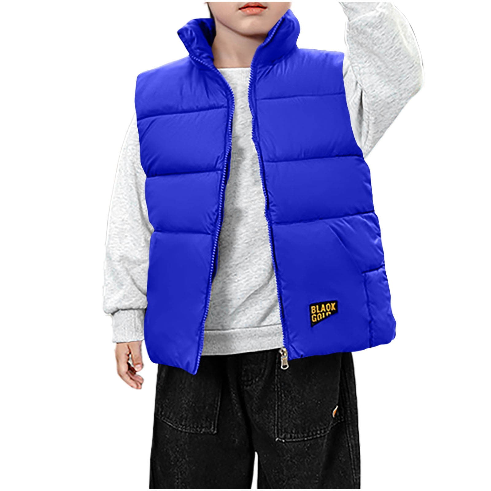 Eltusu Boys Puffer Vests, Warm Windproof Sleeveless Full Zip Winter Jackets Blue Size 4-13 T