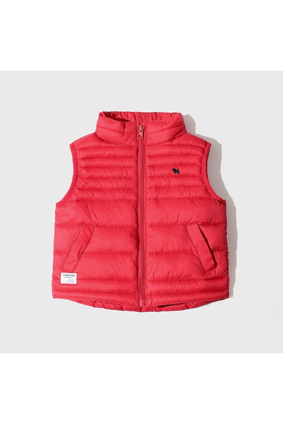 Boys Puffer Vests, Waterproof Cotton Windproof Thermal Winter Jackets with Zipper Red Size 5-6 T