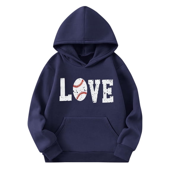 Eltusu Boys Pullover Hoodies, Long Sleeve Casual Loose Fit Graphic Sweatshirts with Pockets Navy Size 7-8 T