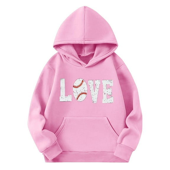 Eltusu Boys Pullover Hoodies, Long Sleeve Casual Loose Fit Graphic Sweatshirts with Pockets Pink Size 9-10 T