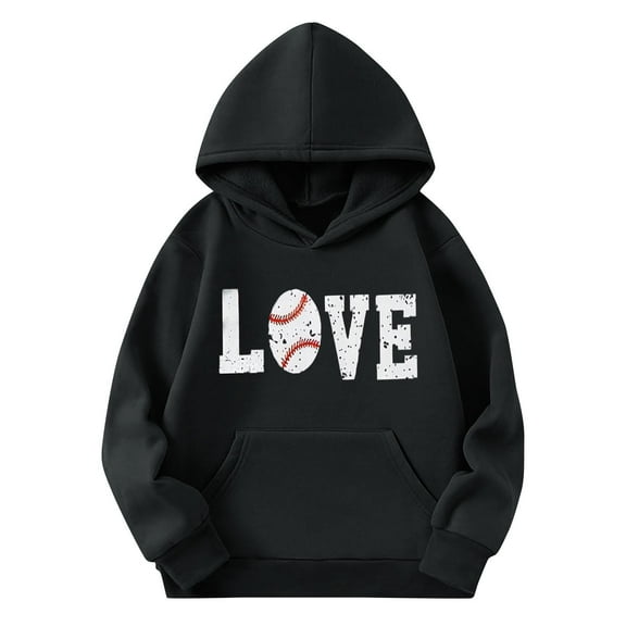 Eltusu Boys Pullover Hoodies, Long Sleeve Loose Fit Graphic Casual Sweatshirts with Pockets Black Size 7-8 T