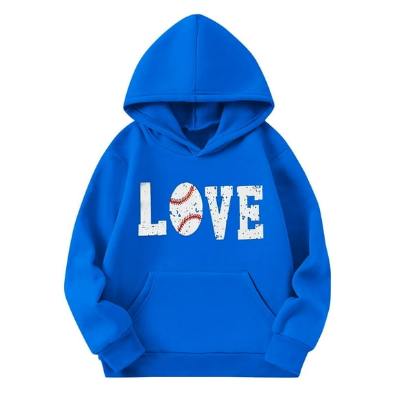 Eltusu Boys Pullover Hoodies, Loose Fit Graphic Long Sleeve Casual Sweatshirts with Pockets Blue Size 13-14 T