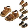 thumbnail image 1 of Eltusu Boys Sandals, Non-Slip Soft Bottom Open Toe PU Beach Shoes Brown Size 2(Big Kids), 1 of 9