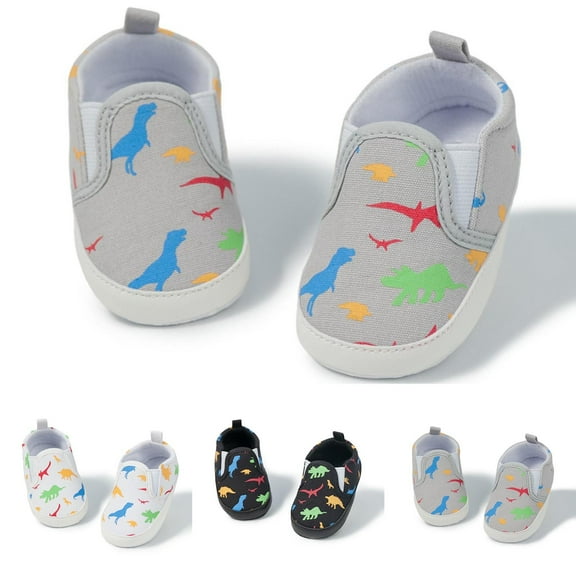 Eltusu Boys Sneakers, Comfort Soft Sole Printed No Slip Walking Shoes Gray Size 3-5(Toddler)