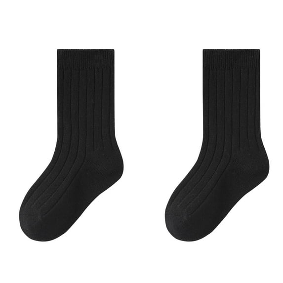Eltusu Boys Socks, Cotton Stretch Soft Comfy Mid-Calf Socks Black Size 3-12 T