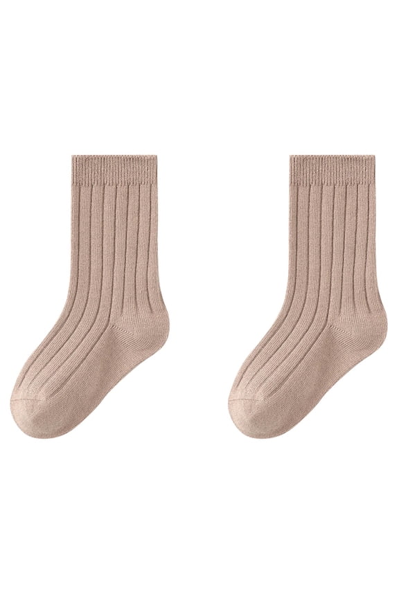 Boys Socks, Soft Comfy Stretch Cotton Mid-Calf Socks Khaki Size 9-12 T