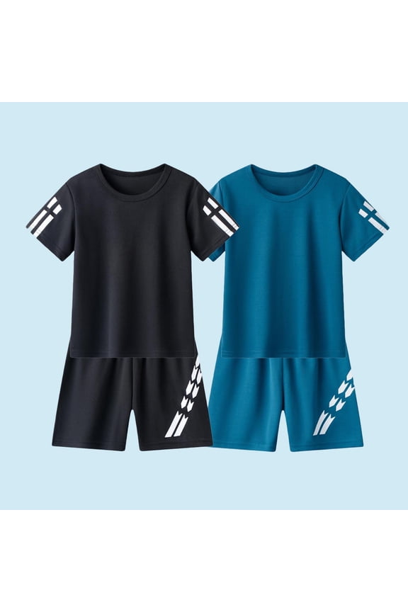 Boys Sport Outfit Sets, Short Sleeve Two Pieces Crew Neck Breathable T-Shirts and Shorts Sets Brown Size 9-10 T