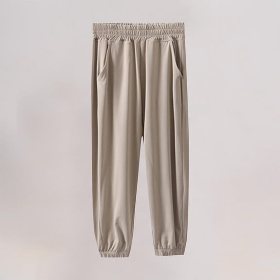 Eltusu Boys Sports Sweatpants, Casual Elastic Waist Comfy Solid Color Jogger Pants Khaki Size 12-14 T