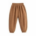 thumbnail image 1 of Eltusu Boys Sports Sweatpants, Elastic Waist Cotton Solid Color Loose Jogger Pants Brown Size 5-6 T, 1 of 2