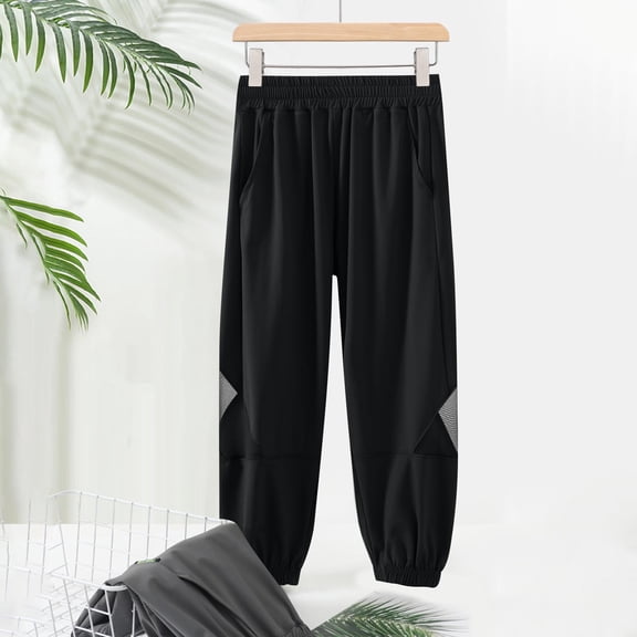 Eltusu Boys Sports Sweatpants, Relaxed Fit Casual Loose Elastic Waist Jogger Pants Black Size 14-16 T